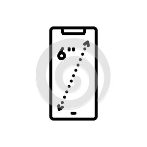 Black line icon for Inches, cell phone and led