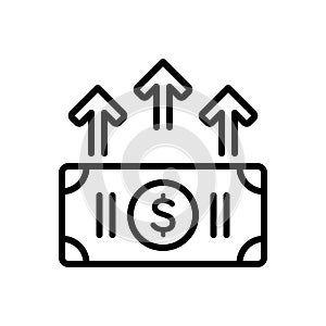 Black line icon for Increase, upturn and upsurge