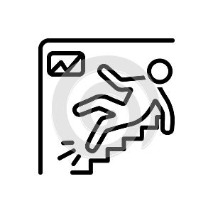 Black line icon for Injuries, workplace and accident