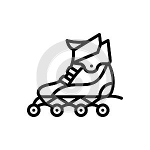 Black line icon for Inline, roller blades and wheels