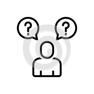 Black line icon for Inquire, calibrate and question