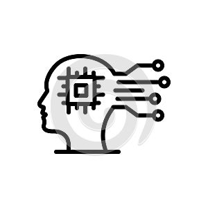Black line icon for Intelligence, wisdom and brain and