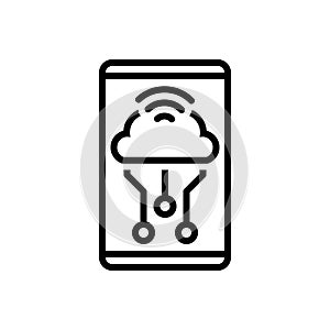 Black line icon for Internet Of Things, product and process