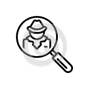 Black line icon for Investigators, detective and search