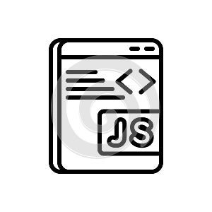 Black line icon for Javascript, programming and software