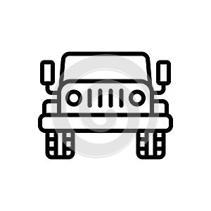 Black line icon for Jeep, automobile and transportation