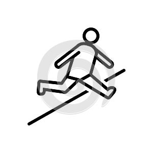 Black line icon for jump, leap and hop