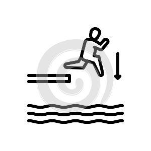 Black line icon for Jump, leap and spurt