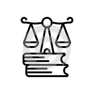 Black line icon for Justice, syllogism and law