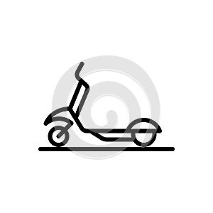 Black line icon for Kick Scooter, scooter and transport