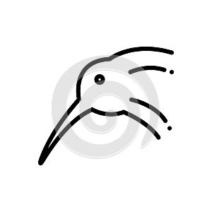 Black line icon for Kiwi, bird and okarito