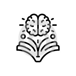 Black line icon for Knowledge, knowing and education