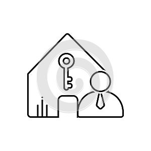 Black line icon for Landlord insurance, and property