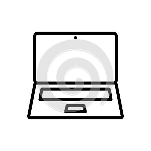 Black line icon for Laptop, minicomputer and screen