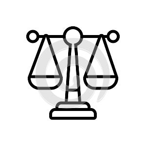 Black line icon for Law, justice and legal