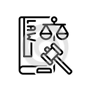 Black line icon for Law, statutory and juridical