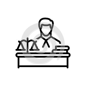 Black line icon for Lawyer, solicitor and court