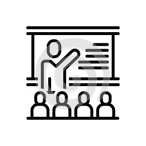 Black line icon for Lectures, discourse and presentation