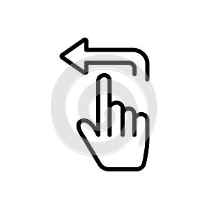 Black line icon for Left, finger and indicate