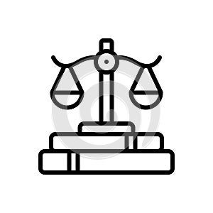 Black line icon for Legal, juristic and law