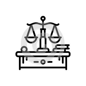 Black line icon for Legal, lawful and judgement