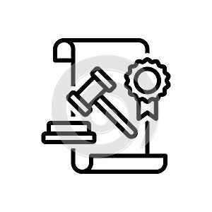 Black line icon for Legal, statutory and juridical