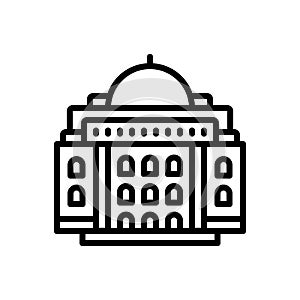 Black line icon for Legislature, assembly and capitol