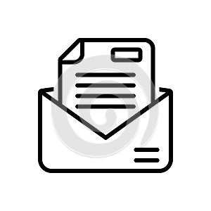 Black line icon for Letter, messages and text