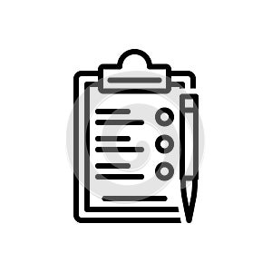 Black line icon for Lists, index and clipboard