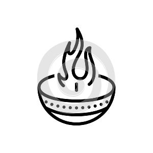 Black line icon for Lit, burning and danger