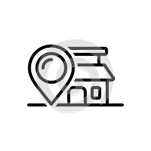 Black line icon for Locale, place and spot