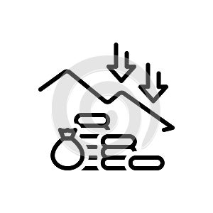 Black line icon for Losses, impairment and financial