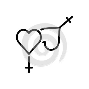 Black line icon for Love, neuter and gender