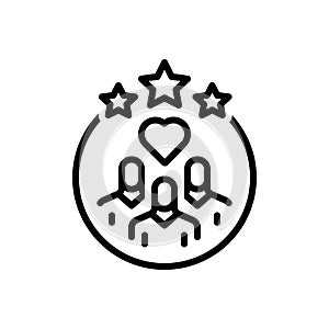 Black line icon for Loyalty, allegiance and user