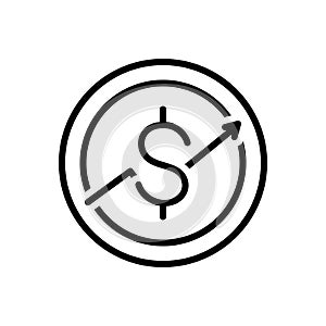 Black line icon for Macroeconomic, investment and finance