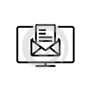 Black line icon for Mailed, letter and email