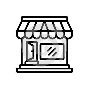 Black line icon for Market Store, market and store