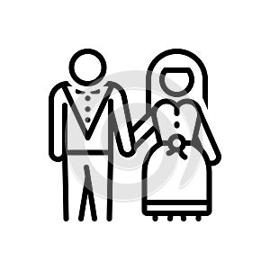 Black line icon for Marry, make a match and wedding