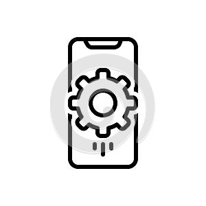 Black line icon for Mdm, mobile and device