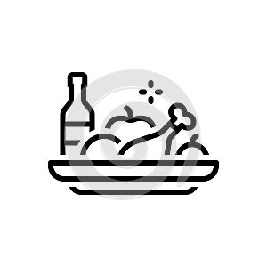 Black line icon for Meals, grub and fruit