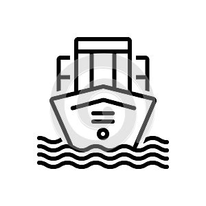 Black line icon for Mercantilism, ship and water
