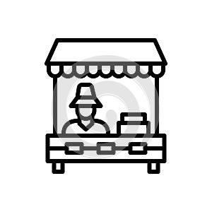 Black line icon for Merchants, trader and commercial