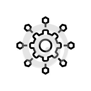 Black line icon for Microservices, software and technique