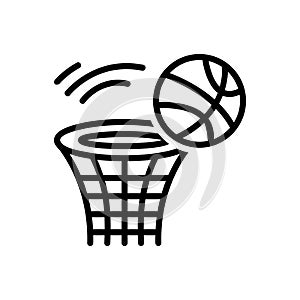 Black line icon for Missed, misplaced and basketball