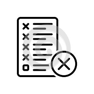 Black line icon for Mistake, error and message