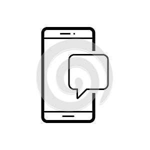 Black line icon for Mobile message, application and sms