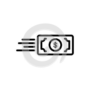 Black line icon for Money, transfer and cash