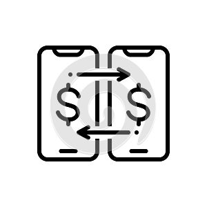 Black line icon for Money transfer, shifting and transference
