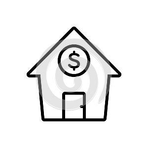 Black line icon for Mortgage, hostage and property