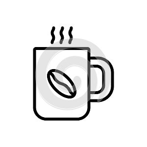 Black line icon for Mug, coffee mug and beverage